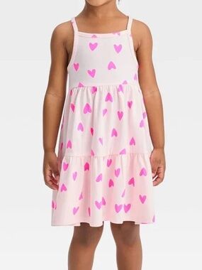 Cat & Jack Baby Girls Sleeveless Heart Tank Dress Set - Pink 18M